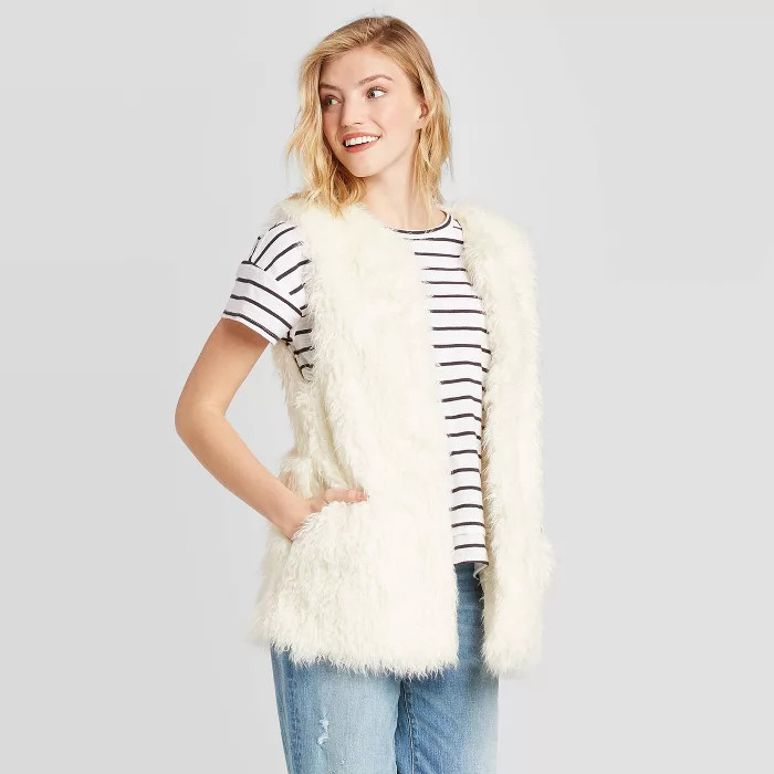 Women's Vest Jacket - Universal Thread™ Cream One Size | Target