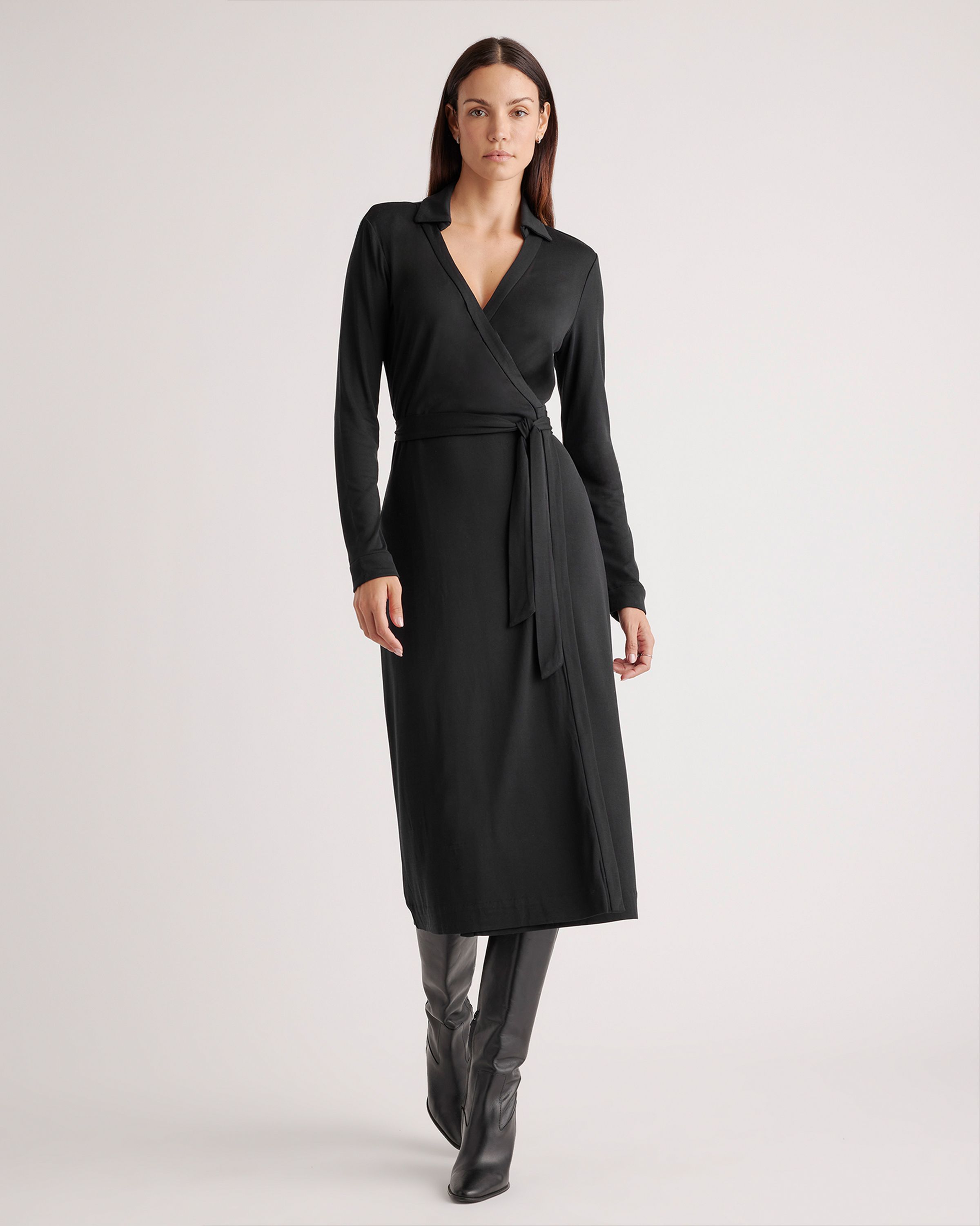 100% Silk Jersey Midi Wrap Dress | Quince
