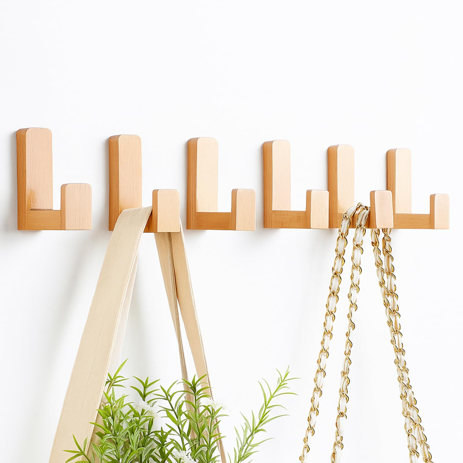 6 Pack Cute Kids Coat Wall Hooks Wooden Decorative Adhesive Colored Nordic Style Wall Mounted Hea... | Amazon (US)