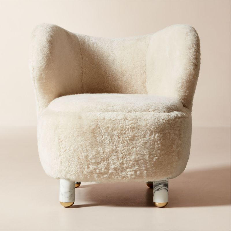Nadine Shearling Accent Chair with Marble Legs by goop + Reviews | CB2 | CB2