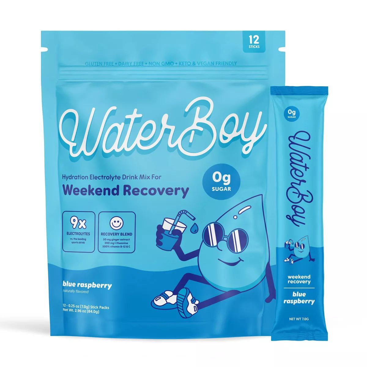 Waterboy Hydration + Weekend Recovery Dietary Supplement - Blue Raspberry - 2.96oz/12ct | Target