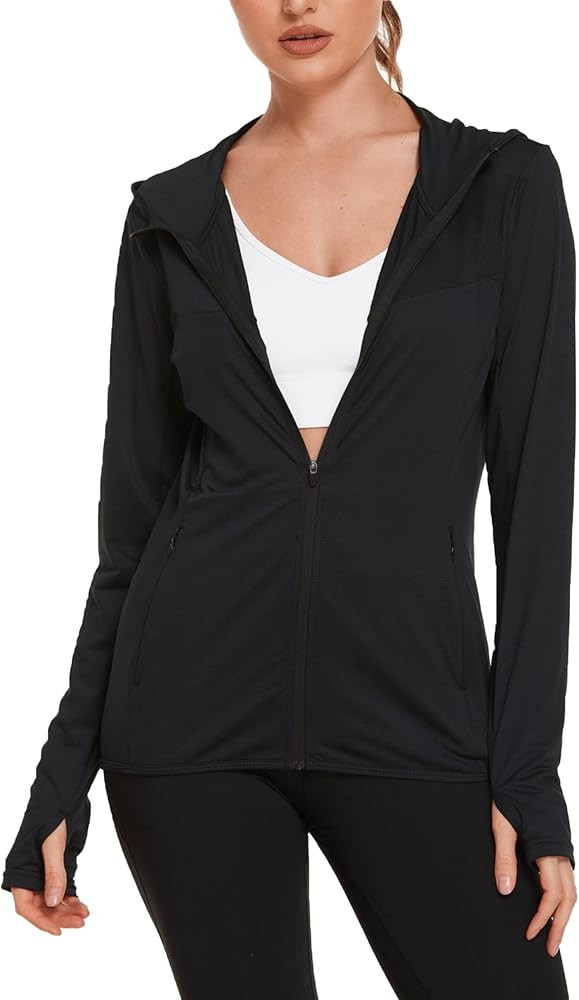 COOrun Women's UPF 50+ Sun Protection Hoodie Jacket Lightweight Full Zip Running Jacket Athletic ... | Amazon (US)