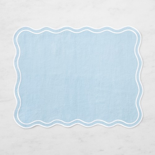 AERIN x Williams Sonoma Scalloped Placemats, Set of 4, Blue | Williams-Sonoma