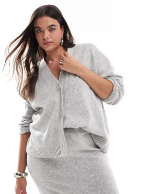 ASOS DESIGN Curve v neck cardigan co-ord in grey | ASOS (Global)