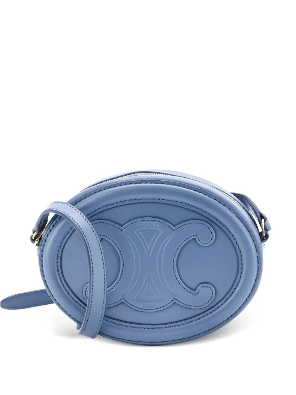Celine Pre-Owned Triomphe Oval Leather Mini crossbody bag - Blue | Farfetch Global
