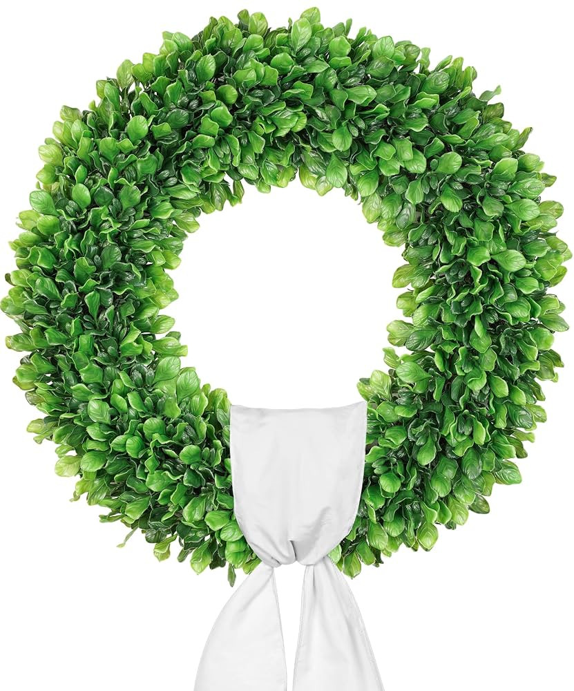Vlorart 24 Inch Faux Round Boxwood Wreath, Front Door Large Wreaths Artificial Spring Summer Gree... | Amazon (US)