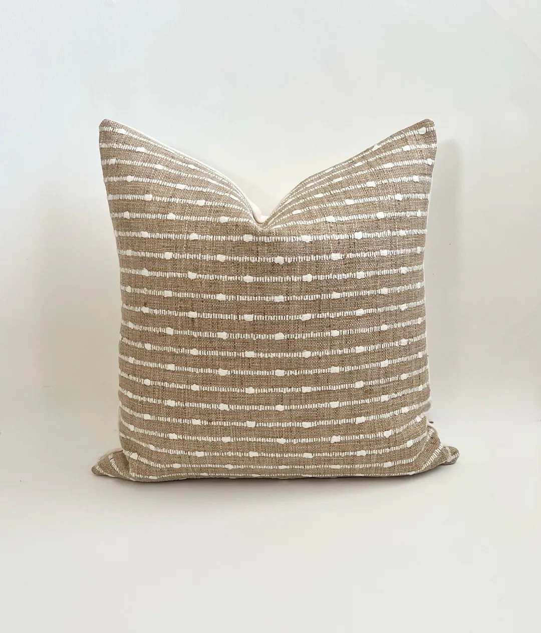 Brown beige woven dot stripe decorative pillow cover | Etsy (US)