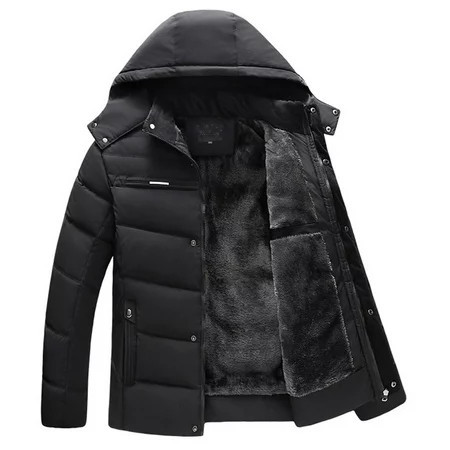 adviicd Mens Down Jacket Packable Winter Jackets for Men Men s Black Puffer Jacket Warm Overcoat Outwear Padded Hooded Down Winter Coat (Black XXXL) | Walmart (US)