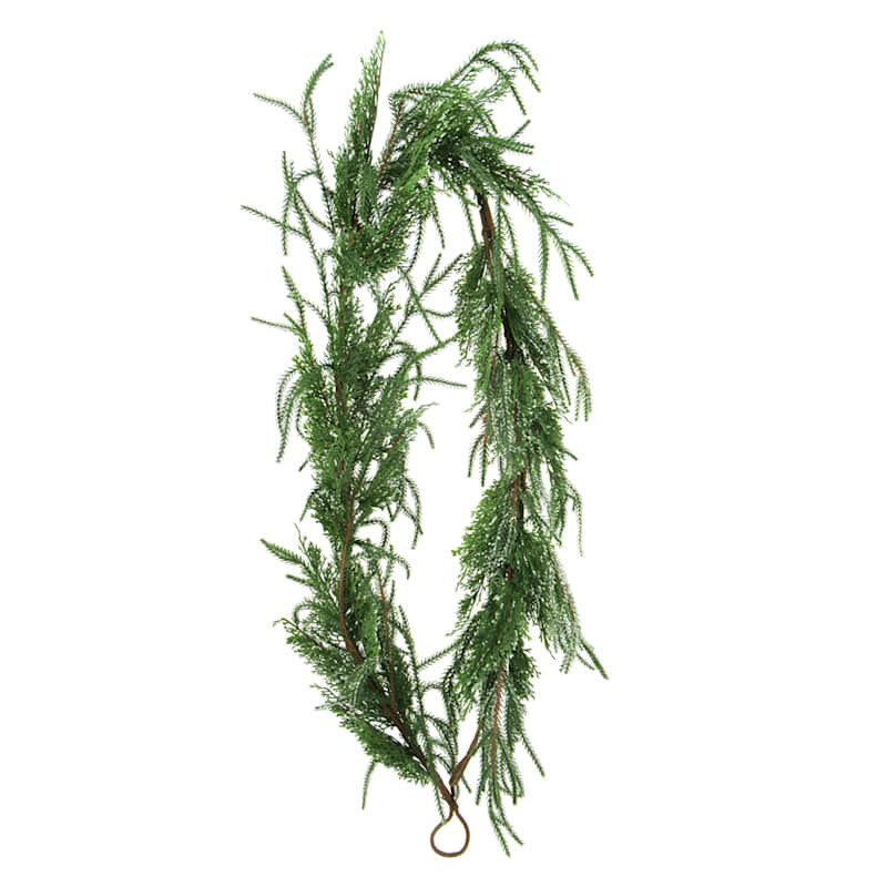 Snow, Mica, Norfolk Pine & Cedar Garland, 72" | At Home