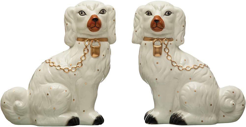 Creative Co-Op Decorative Staffordshire Dog with Collar and Leash, Set of 2, Multicolor Décor, I... | Amazon (US)