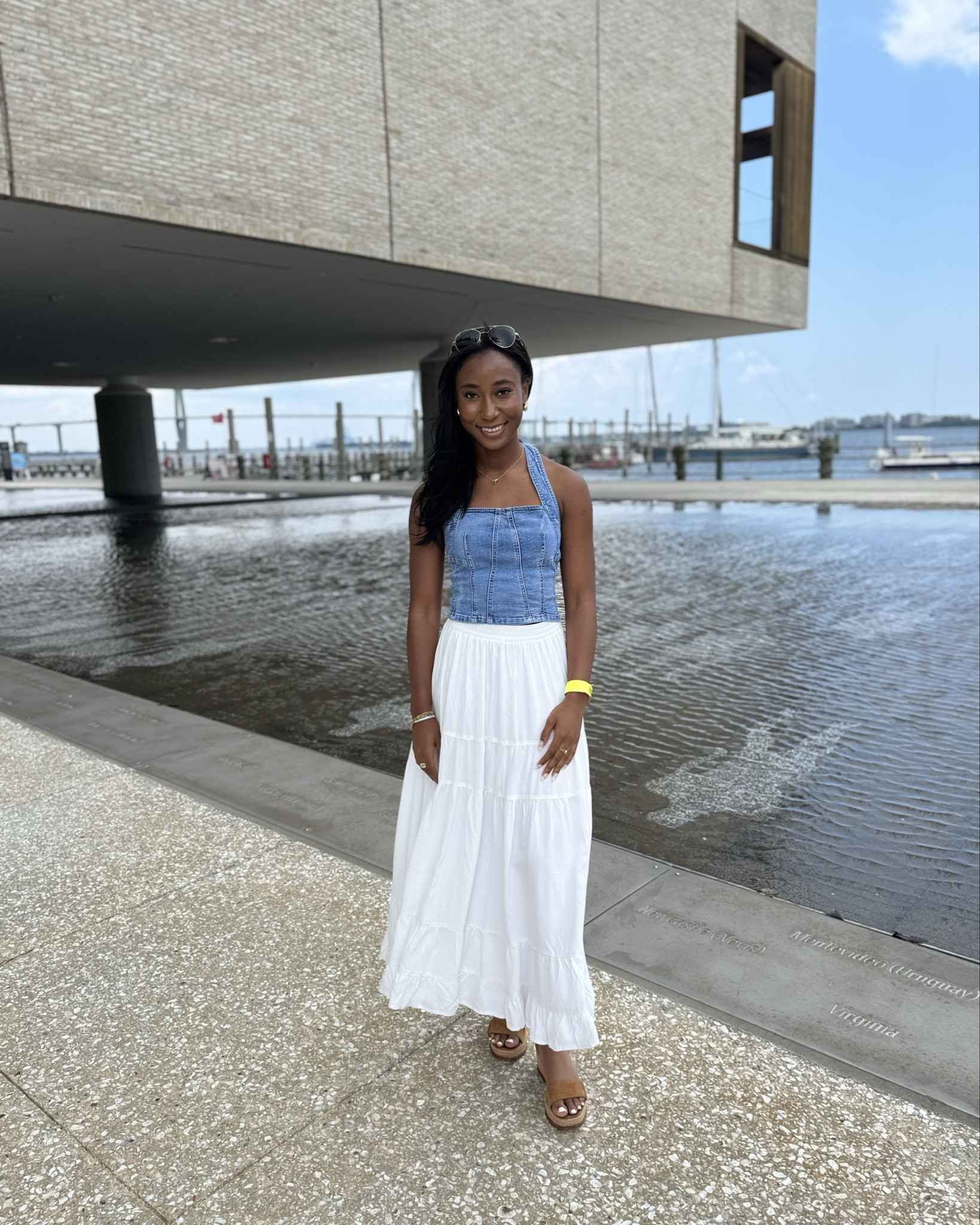 White Skirt with a Denim Corset 

#LTKTravel #LTKFindsUnder100