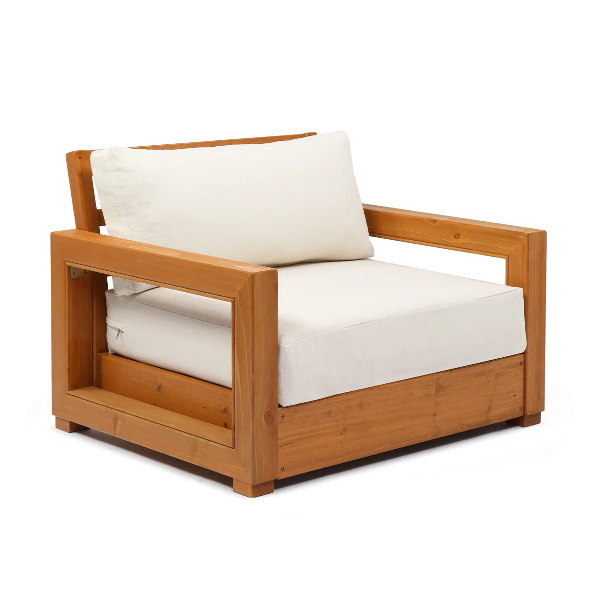 Outdoor Deep-Seated Solid Fir Accent Armchair With Plush Cushions | Wayfair North America