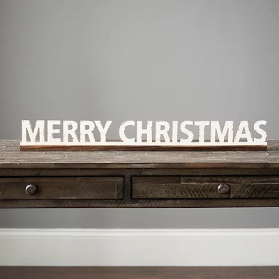 White Washed Merry Christmas Tabletop Sign | Kirkland's Home