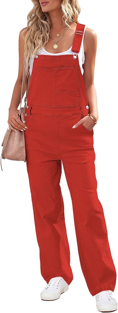 luvamia Overalls Women Loose Fit Denim Bib Baggy Overall Jumpsuit Straight Wide Leg Stretchy Jean... | Amazon (US)