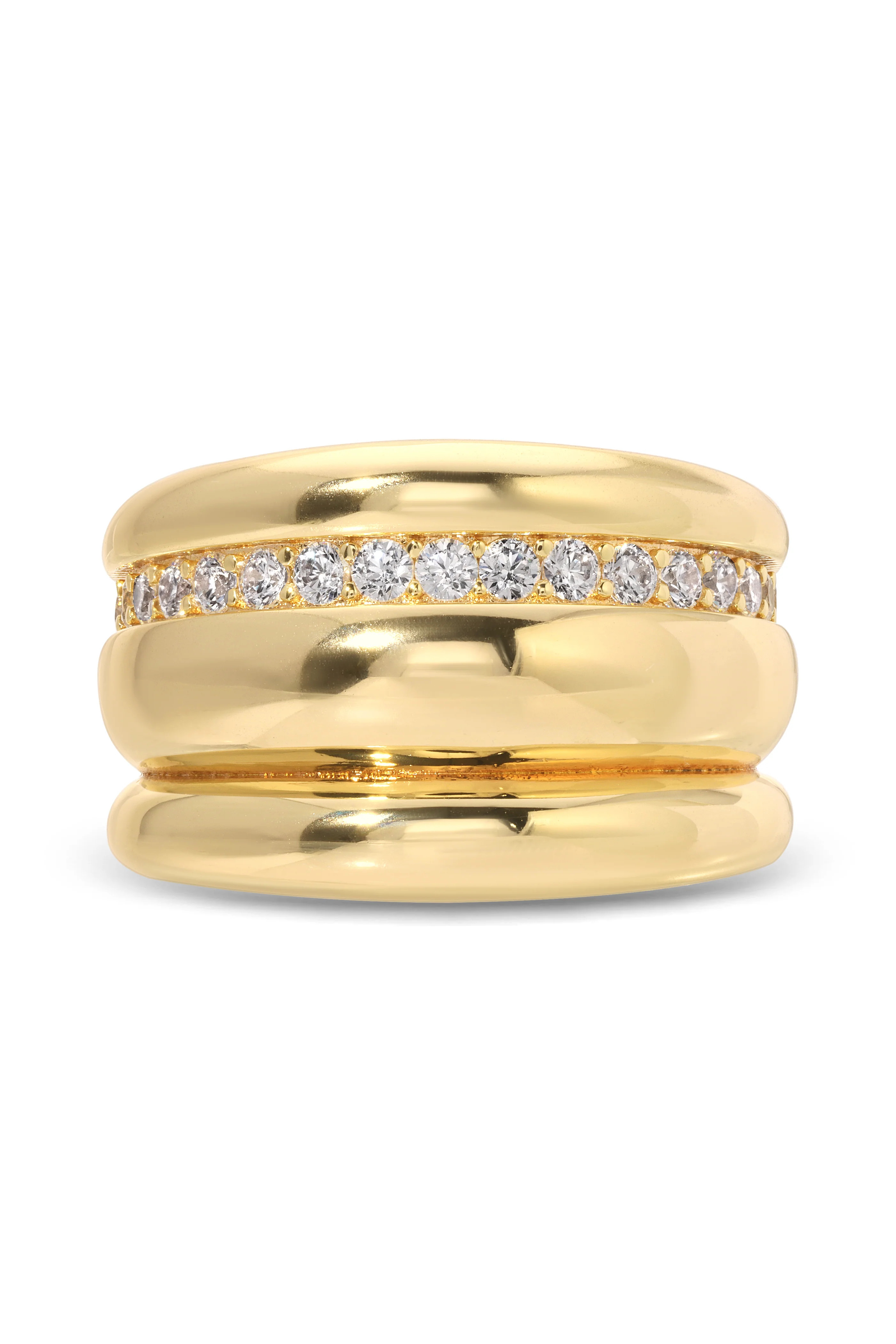 White Cz Triple Banded Dome Ring | Lili Claspe