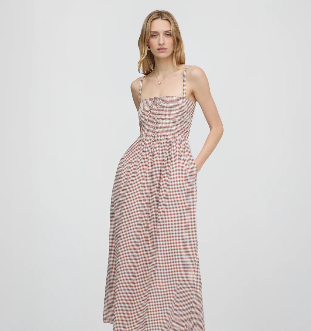 The Larissa Nap Dress - Cognac Gingham | Hill House Home US