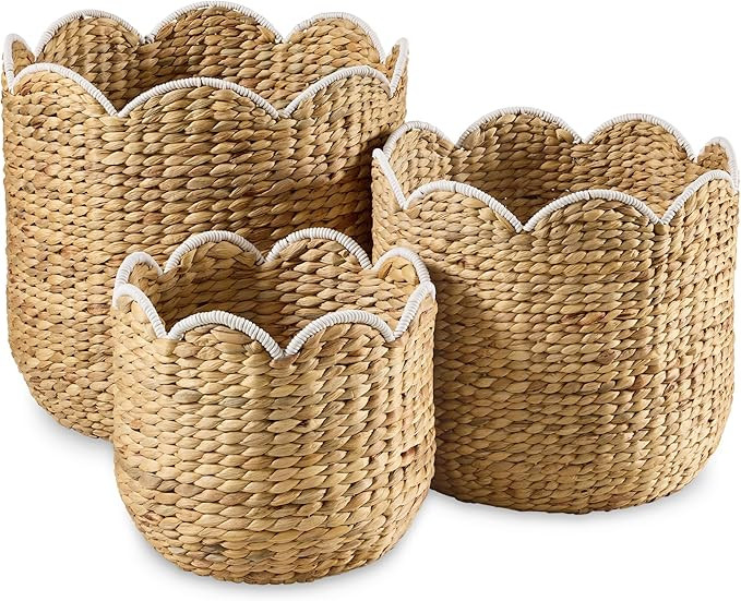 Best Choice Products 3pc Water Hyacinth Scalloped Multipurpose Nesting Baskets, Storage Bin Organ... | Amazon (US)