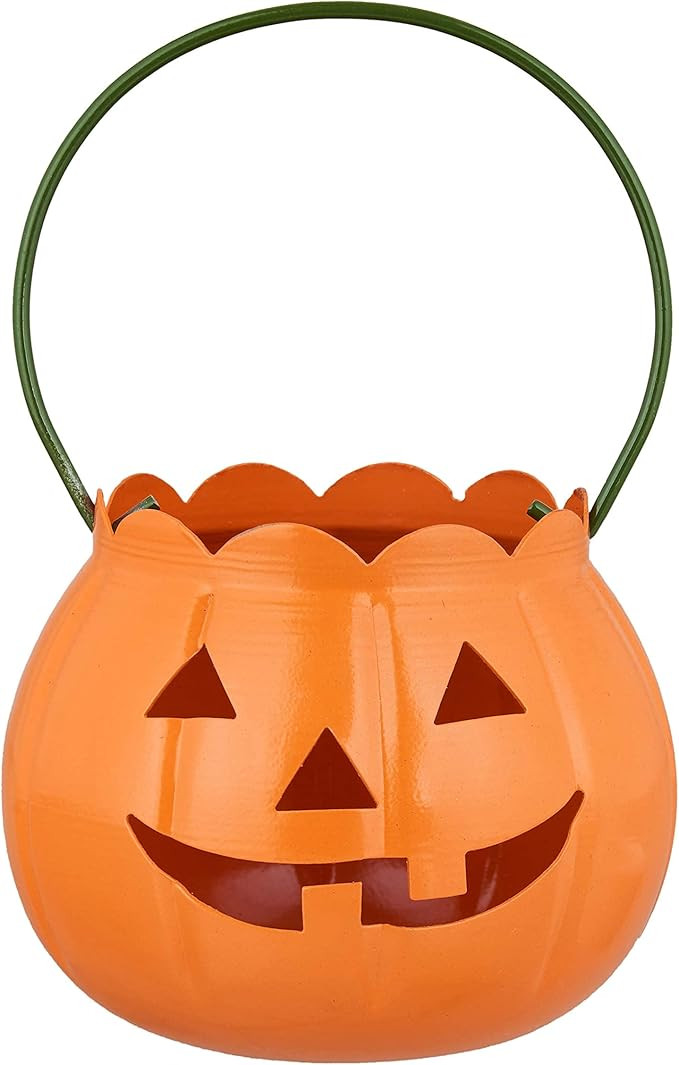 Pumpkin Candle Holder | Halloween Pumpkin Candle Holder | Orange Metal JackoLantern Standing and ... | Amazon (US)