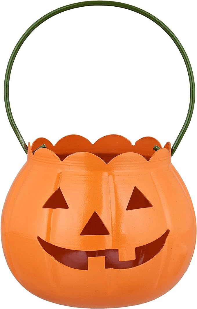 Pumpkin Candle Holder | Halloween Pumpkin Candle Holder | Orange Metal JackoLantern Standing and ... | Amazon (US)