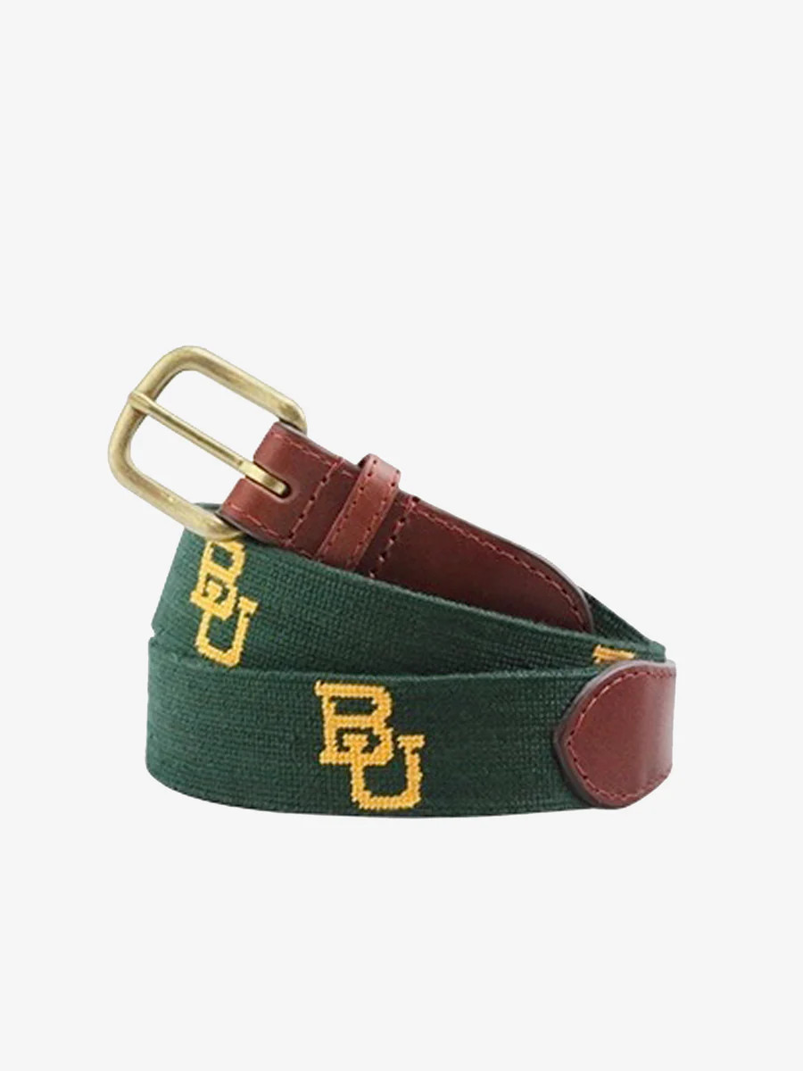 Smathers & Branson Men's Baylor University Needlepoint Belt | Saint Bernard