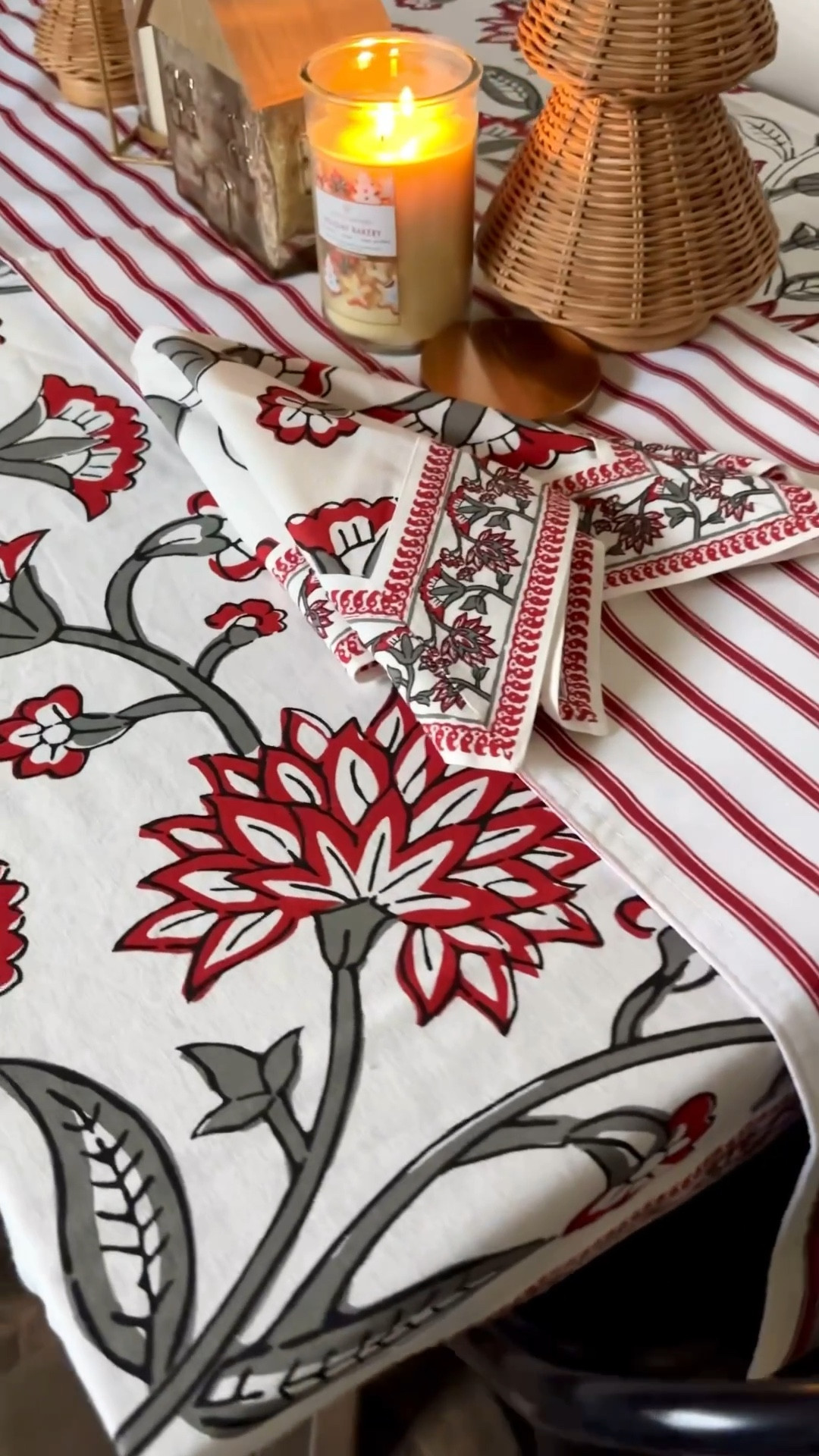 I don’t know how a tablecloth managed to change the whole vibe of my home, but here we are. One second my dining room looks like four kids and a corgi live here, and the next it looks like I actually planned things out. This beautiful 100 percent organic cotton, hand block-printed tablecloth does all the work while I just pretend I’m that put-together mom.

There’s something special about bringing a piece into your home that’s made with real care. The crimson and sage floral print makes even our most chaotic family dinners feel warm and intentional. My kids spill, life rushes by, and somehow this tablecloth still makes our table feel like a place we want to slow down and be together.

It’s the little things that make the biggest difference… even if I’m still losing my coffee somewhere in the house!

#dining #tablescape #holiday

#LTKHoliday #LTKFindsUnder50 #LTKSeasonal