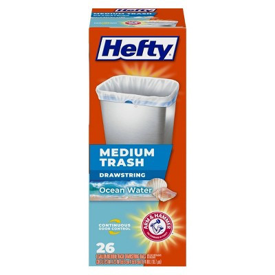 Hefty Ocean Water Trash Bag - Medium - 26ct: Odor Control, Drawstring Seal, Sized to Fit Specific Trash Cans | Target