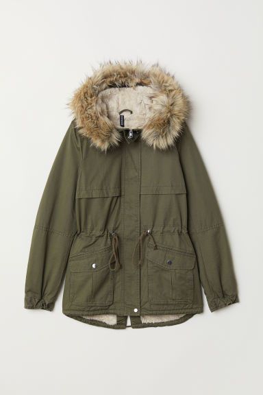 H & M - Pile-lined Parka - Green | H&M (US + CA)