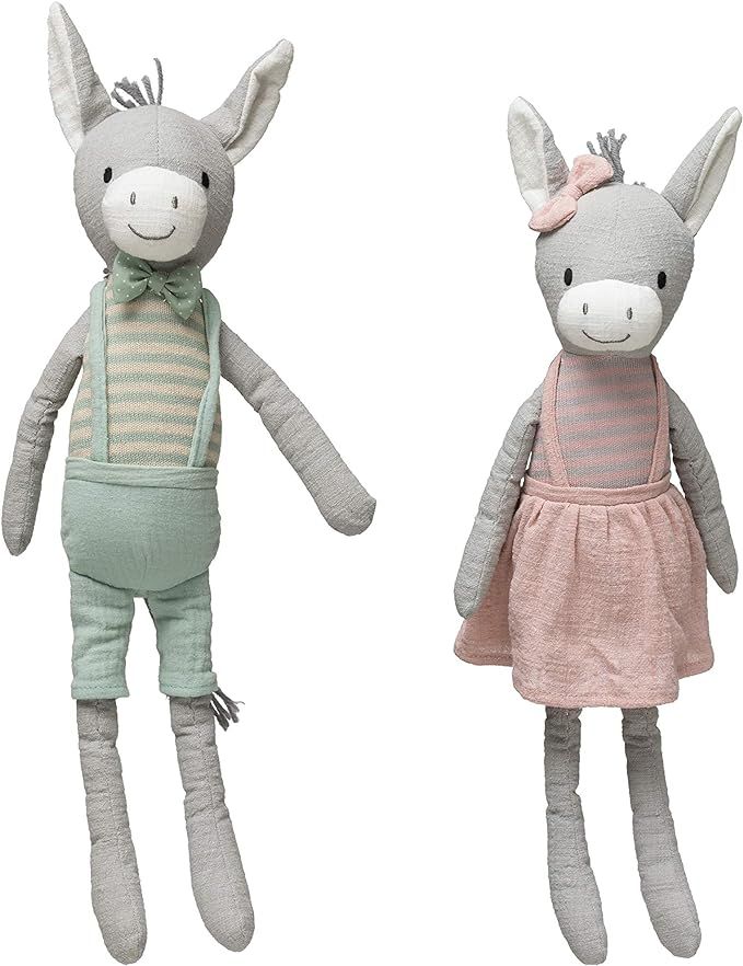 Creative Co-op Cotton Knit Plush (Set of 2 Styles) Donkey, Multicolor, 2 Count | Amazon (US)