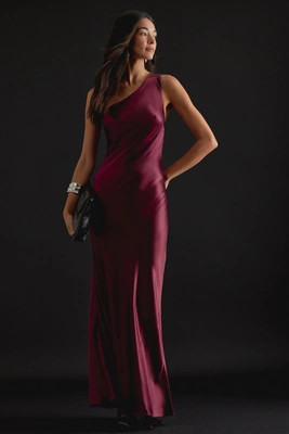 One-Shoulder Satin Maxi Slip Dress | Anthropologie (UK)