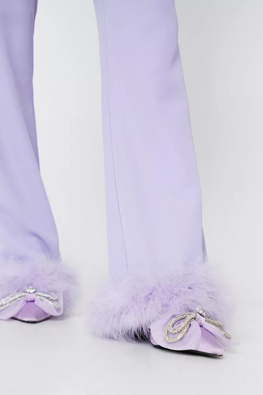 Flared Trousers With Feather Trims | Nasty Gal US
