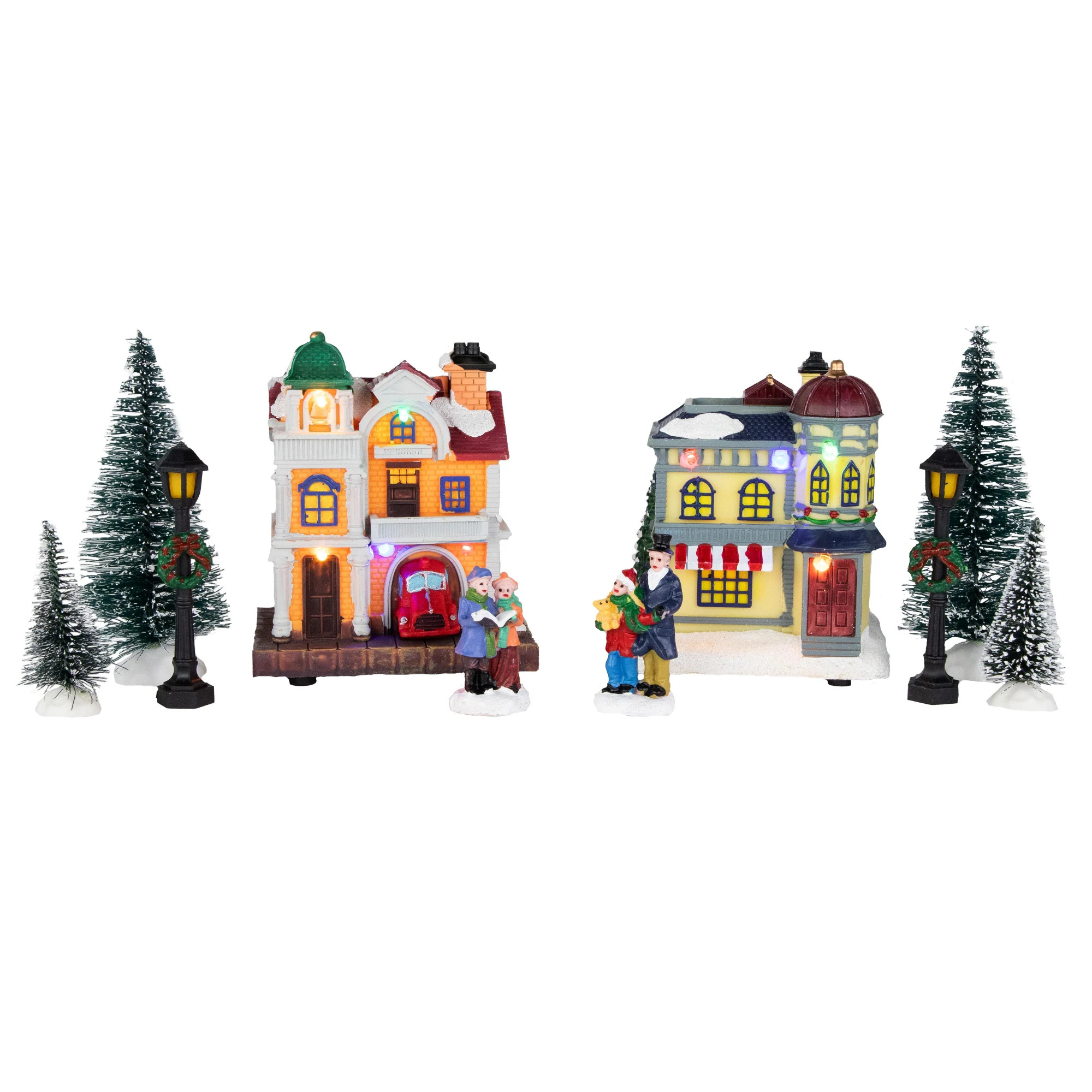 10-Piece LED Lighted Buildings and Trees Christmas Village Display Set - 5 | Bed Bath & Beyond
