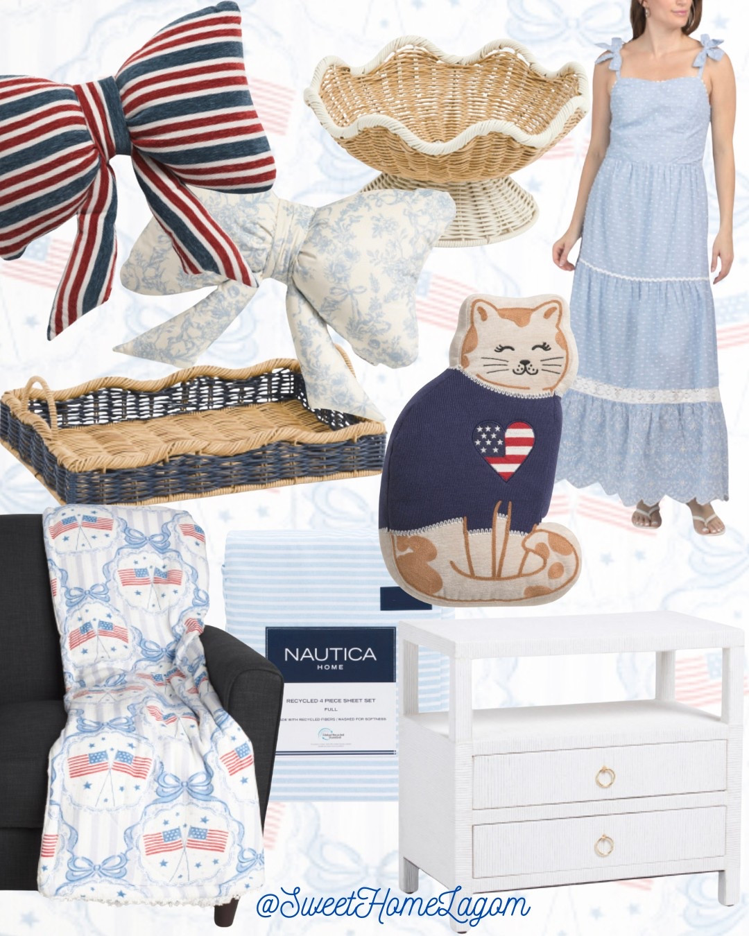Red, white, and blue….and adorable!! Bows, scallops, wicker, and kitty cats ❤️🤍🩵

#LTKHome #LTKSeasonal #LTKFindsUnder50