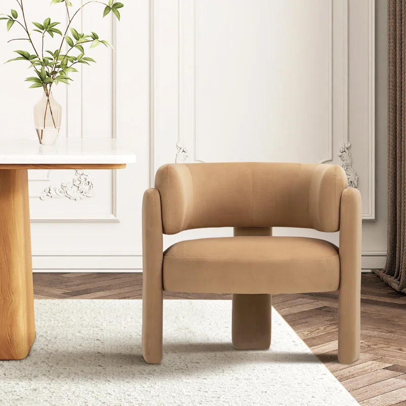 Velvet Modern Upholstered Barrel Dining Armchair | Wayfair North America