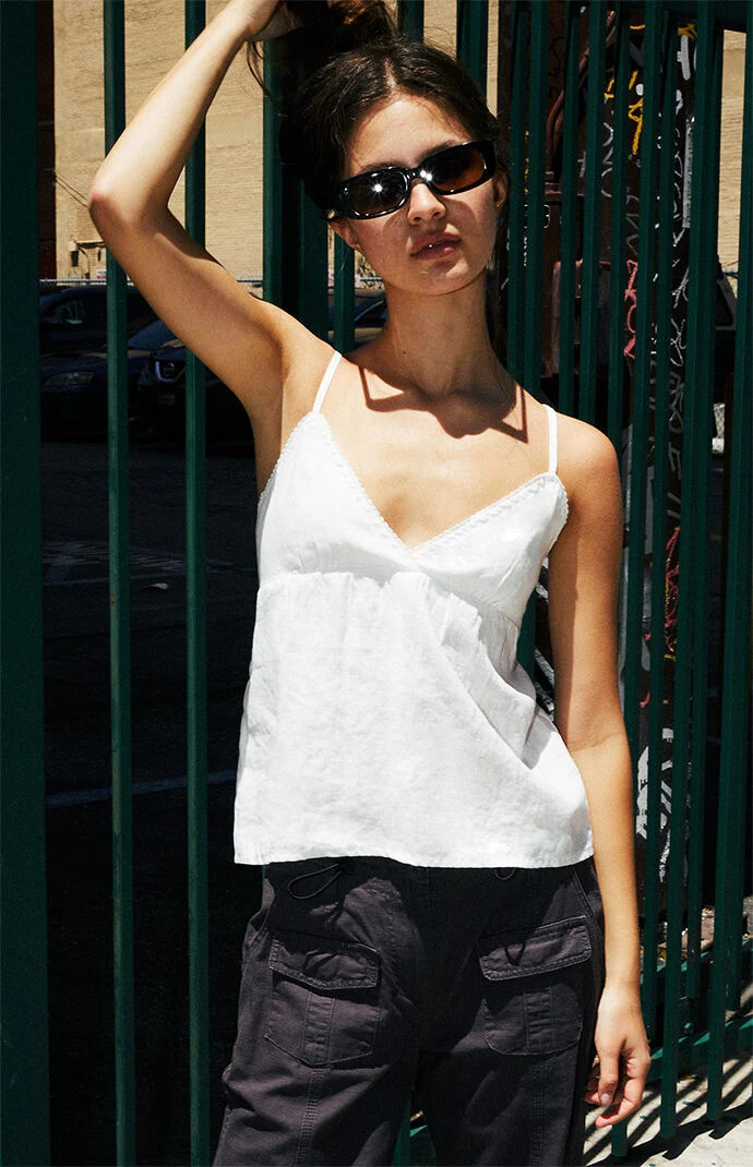 John Galt Women's White Linen Peplum Tank Top | PacSun