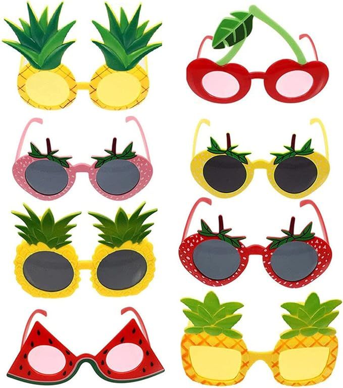HIPIHOM 8Pcs Fruit Eyeglasses Adult Kids Funny Sunglasses Dress Props for Hawaiian Beach Luau The... | Amazon (US)