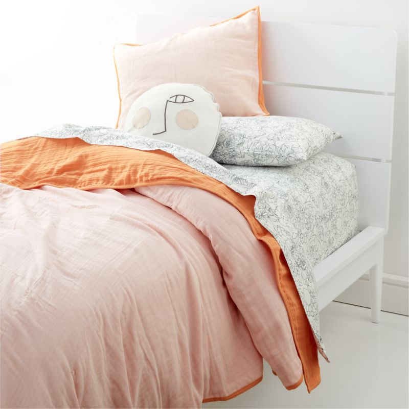 Modern Organic Reversible Cotton Gauze Pink Twin Kids Blanket + Reviews | Crate & Kids | Crate & Barrel