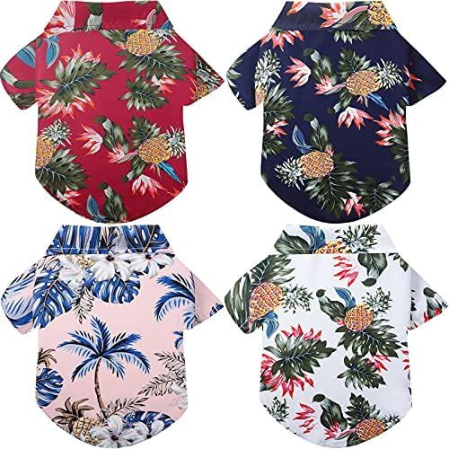 3 Pieces Hawaiian Dog Shirt and Pet Sunglasses, Summer Beach Breathable Dog T Shirts Breat… | Amazon (US)