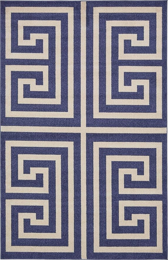 Unique Loom Athens Collection Classic Geometric Modern Border Design Area Rug (6' 0 x 9' 0 Rectan... | Amazon (US)