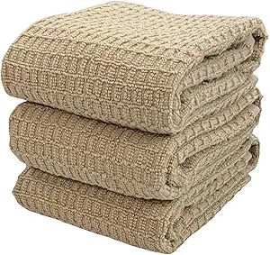 Waffle Light Brown Beige Kitchen Dish Towels 100% Cotton Cloth Soft Cleaning Drying Absorbent Ter... | Amazon (US)