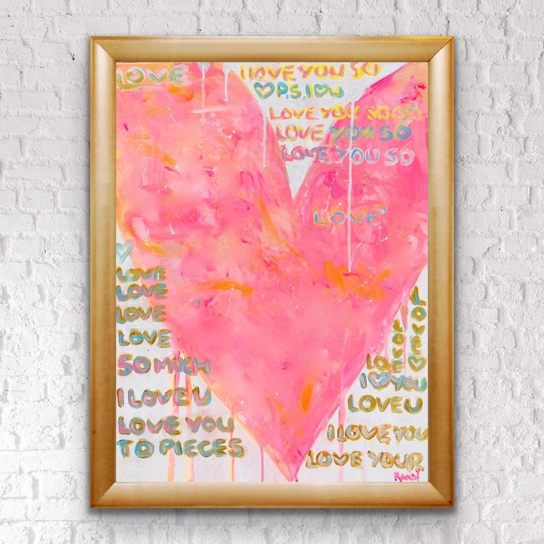 Pretty Pink Heart Abstract Painting. Big Preppy Love Painting. Funky Teen Girl Dorm Room Canvas. ... | Etsy (US)