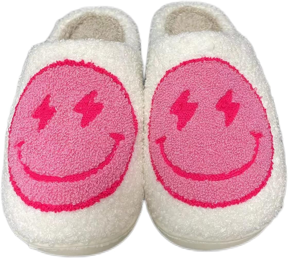 QIPILON Unisex Lightning happy Face Slippers Leopard Print happy Face Slippers Cat Slippers Retro... | Amazon (US)