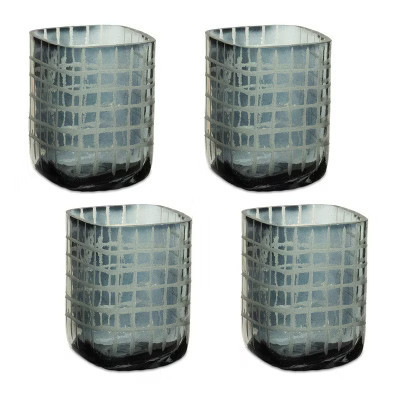 Candle Holder Set – Etched Blue Glass 4" Height Votive Candle Decor by Melrose | Target