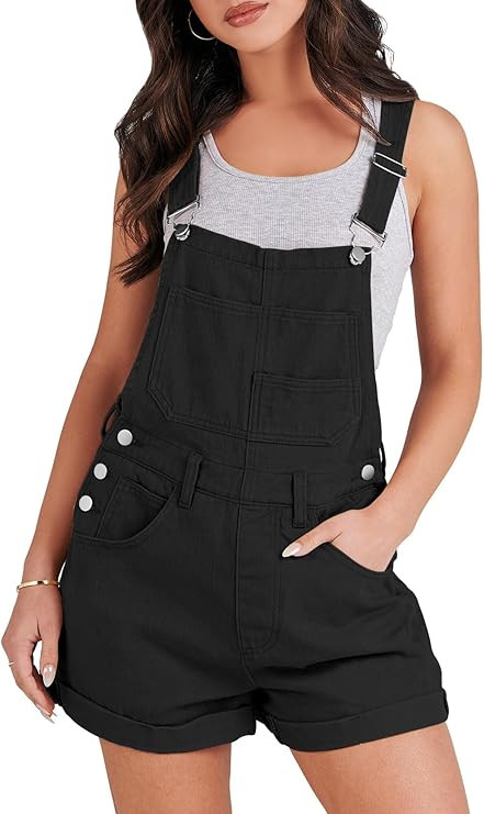 ANRABESS Womens Denim Shortalls Casual Adjustable Straps Bib Jeans Overalls Shorts Romper with Po... | Amazon (US)