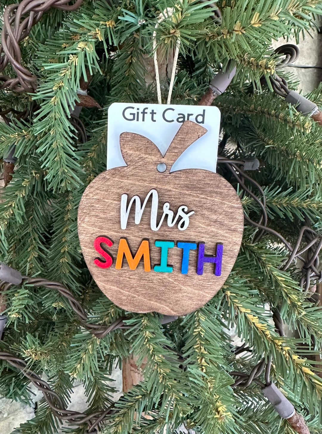 Teacher gift card holder ornament, teacher gift, school ornament,Apple Christmas ornament | Etsy (US)