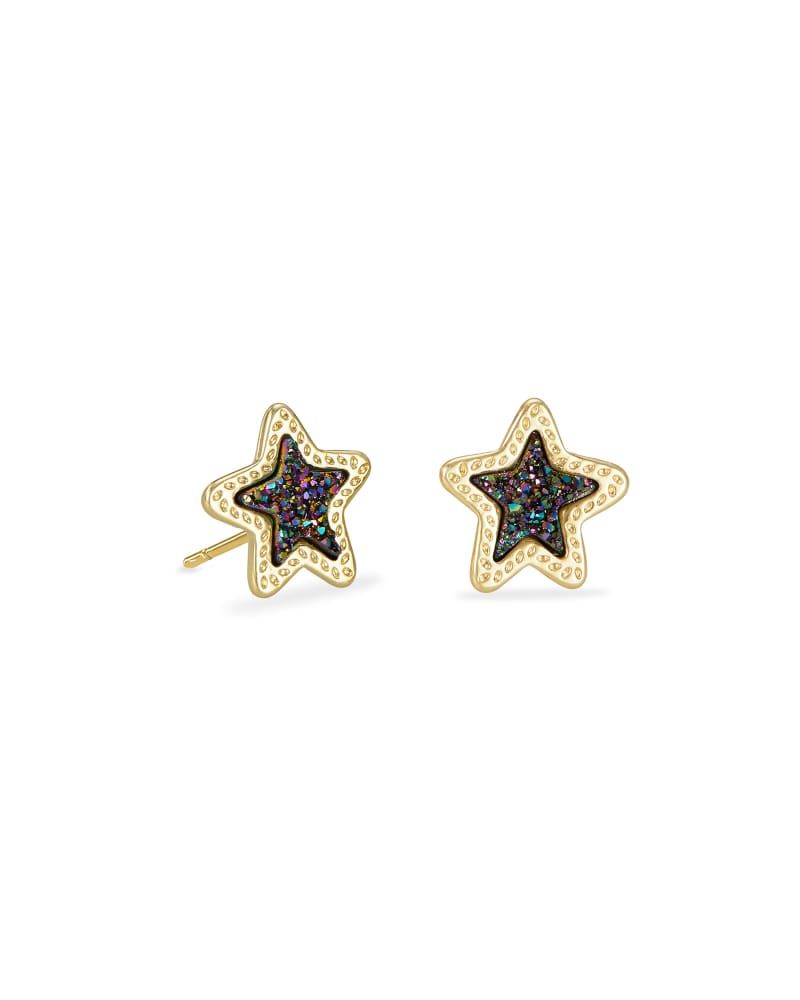 Jae Star Gold Stud Earrings in Multi Drusy | Kendra Scott