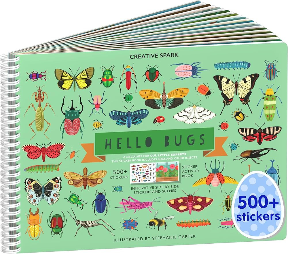 Cupkin Hello Bugs Sticker Book Activity for Kids, Toddler Airplane Travel Essentials, 500+ Bugs S... | Amazon (US)