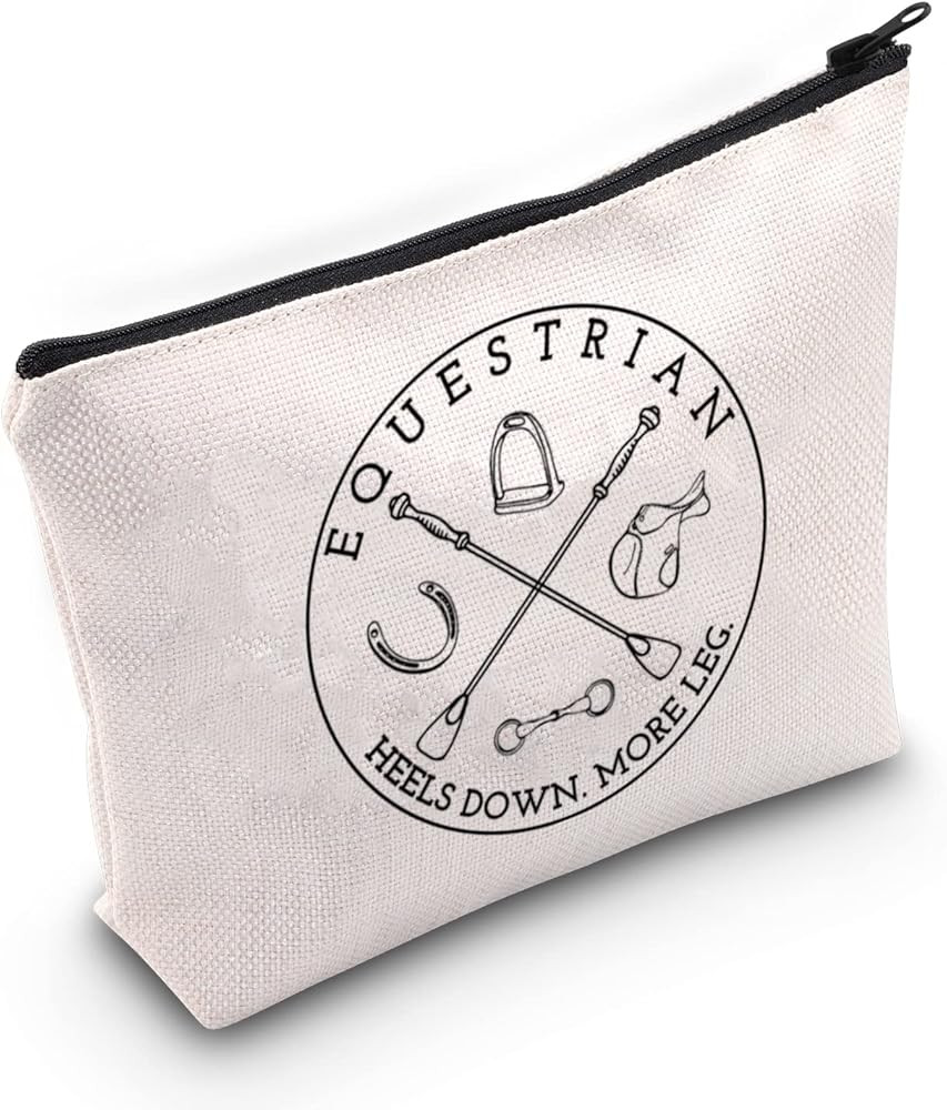 BLUPARK Equestrian Inspired Zipper Bag Horseback Riding Gift Heels Down More Leg Bag Horse Lover ... | Amazon (US)