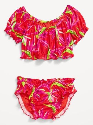 Puff-Sleeve Ruffle-Trim Tankini Bikini Swim Set for Baby | Old Navy (US)