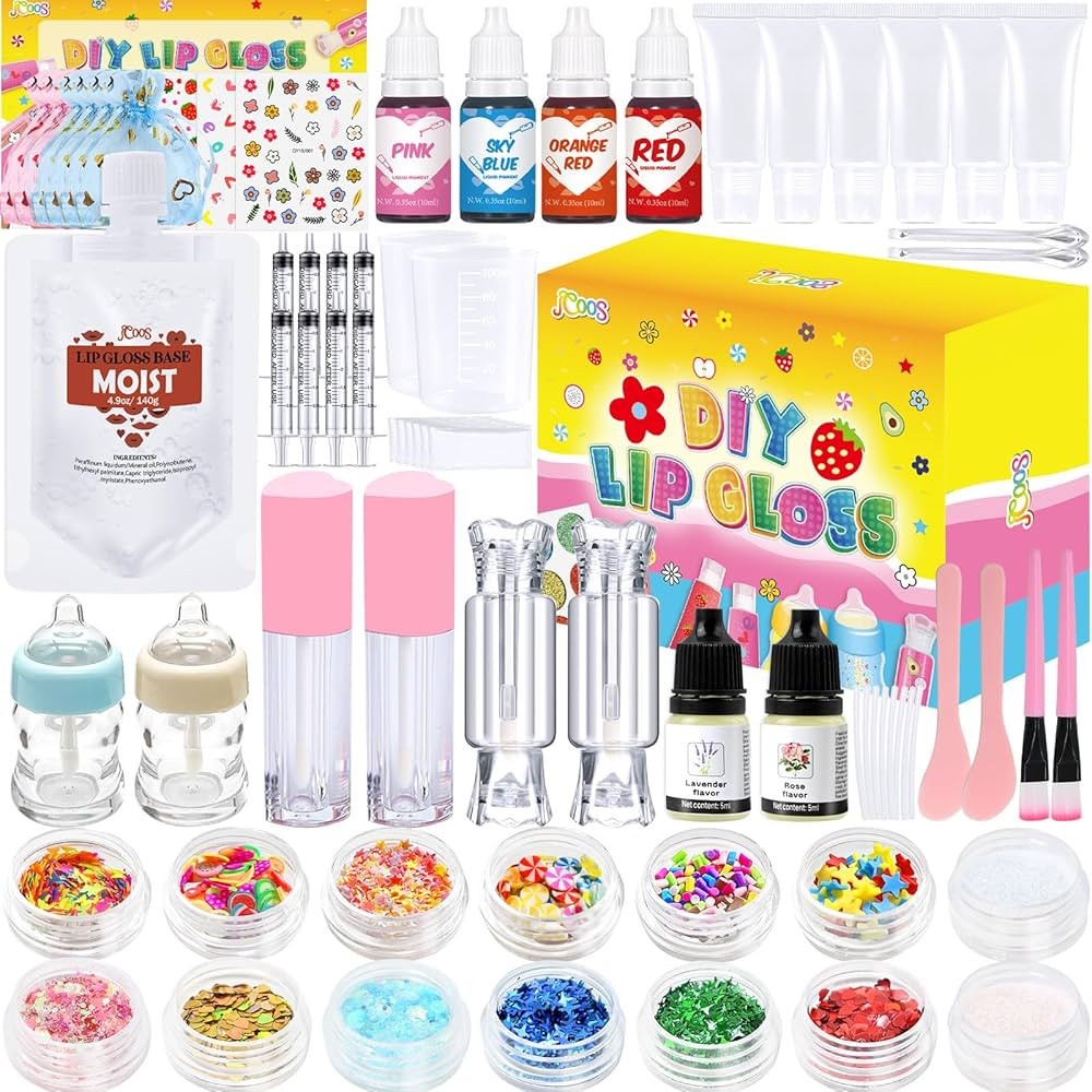 Jcoos Lip Gloss Making Kit, 73PCS Fun Make Your Own Lip Gloss Kit Kids, Beginner, Lipgloss Sets f... | Amazon (US)