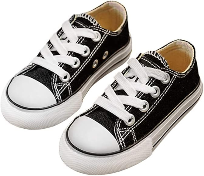 iFANS Boys and Girl Low Top Canvas Kids Lace up Sneakers | Amazon (US)